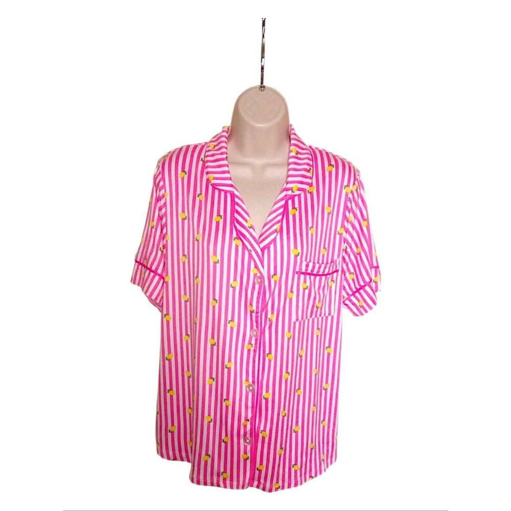New Room Service Shirt Only Size Medium NWOT Stripes Lemons Pink White